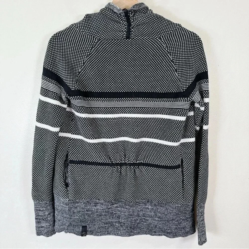 Ivivva Girls Size Feeling Toasty Cardigan Black Grey Stripe Wrap - Picture 15 of 16